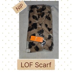 LOF Brown Leopard Print Faux Fur Scarf